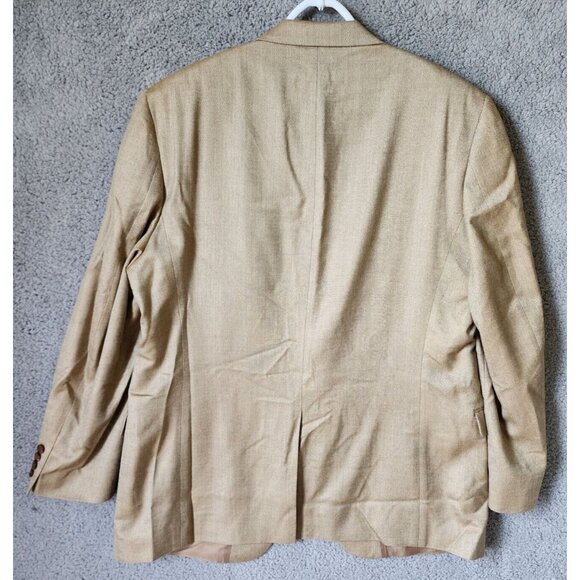 Lauren Ralph Lauren Beige 2 Button Blazer Suit Jacket Size 46 L Silk Wool Blend - Picture 14 of 14